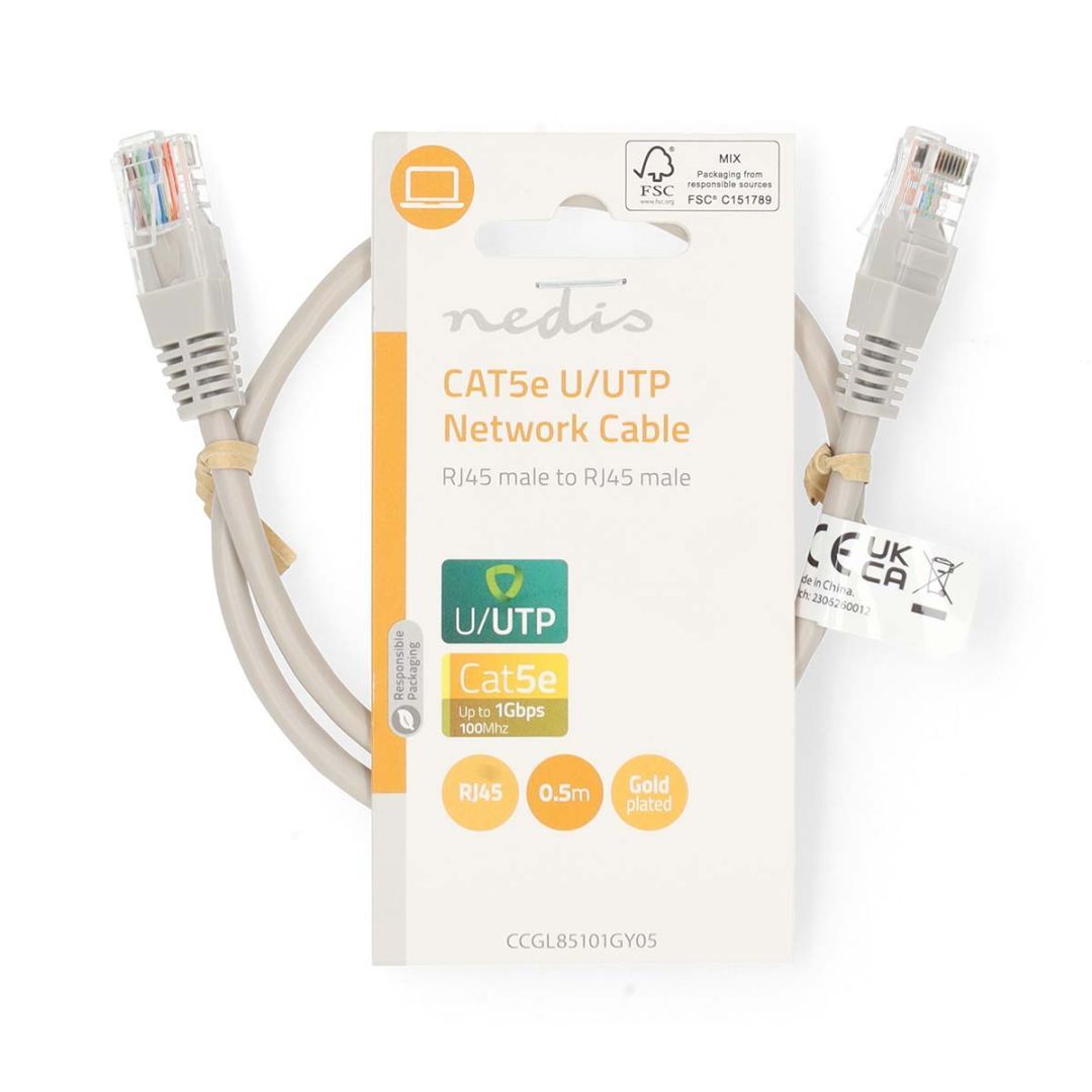 Nedis CAT5e U-UTP Patch Cable 0,5m Grey