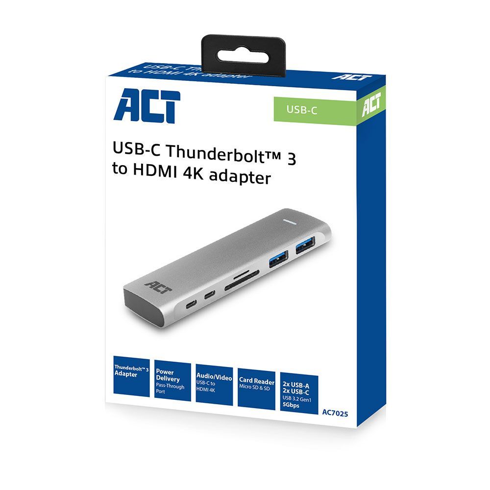 ACT AC7025 USB-C - Thunderbolt 3 to HDMI 4K adapter ACT AC7025 USB-C - Thunderbolt 3 to HDMI 4K adapter