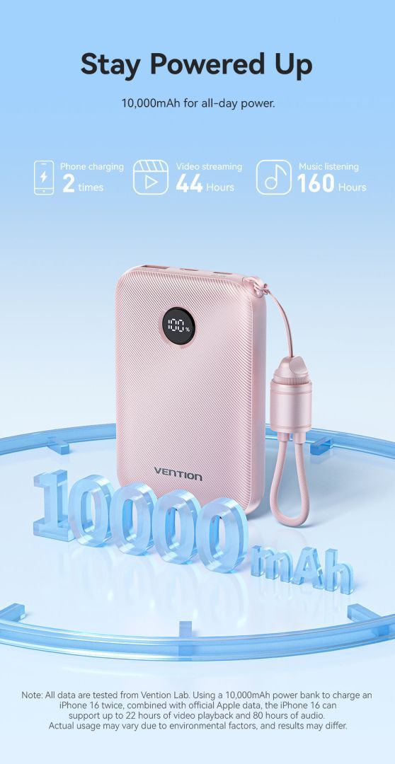 Vention 10000mAh Power Bank Blue