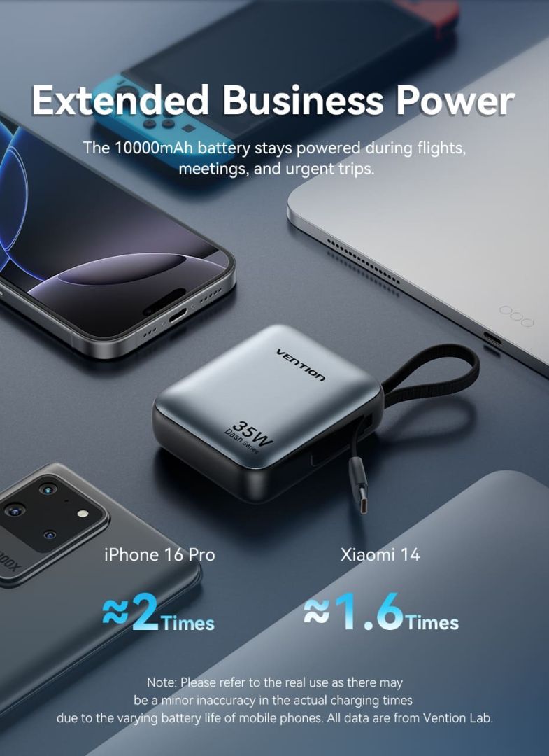 Vention 10000mAh Power Bank Grey