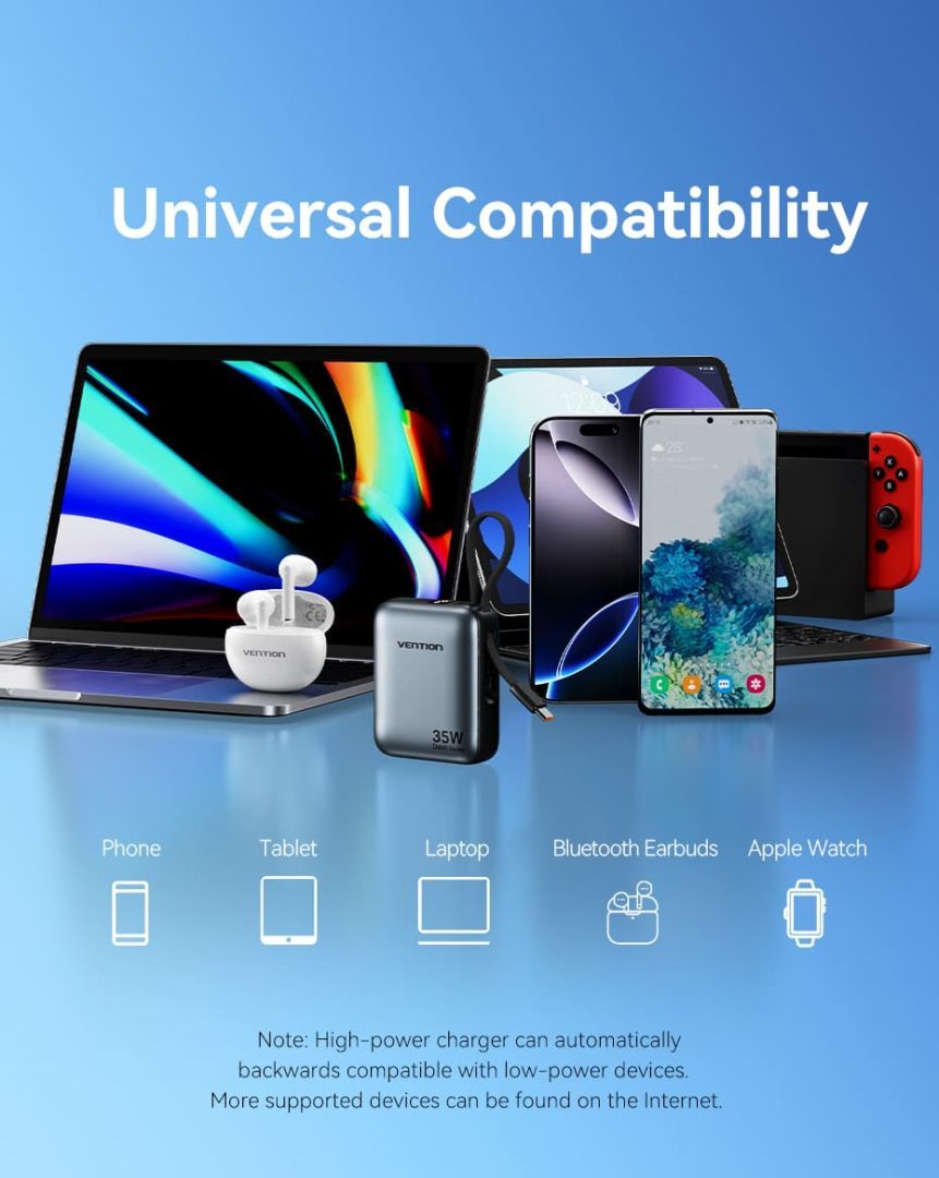 Vention 10000mAh Power Bank Grey