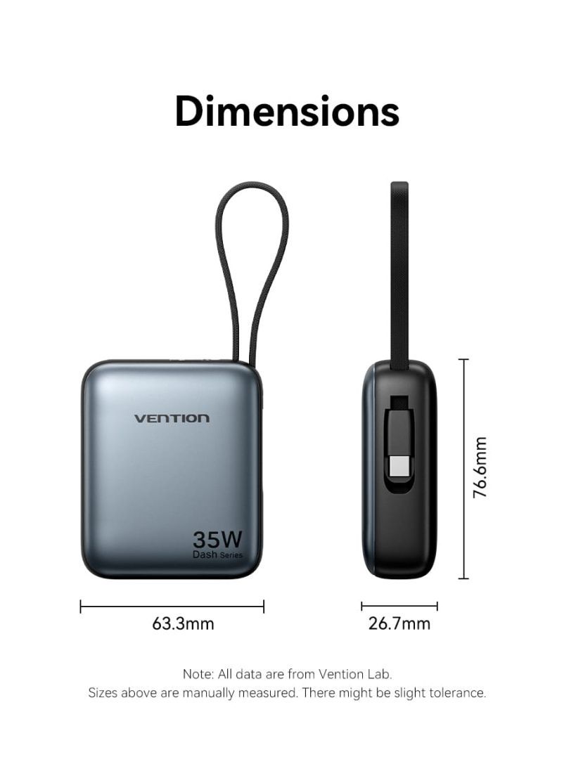 Vention 10000mAh Power Bank Grey