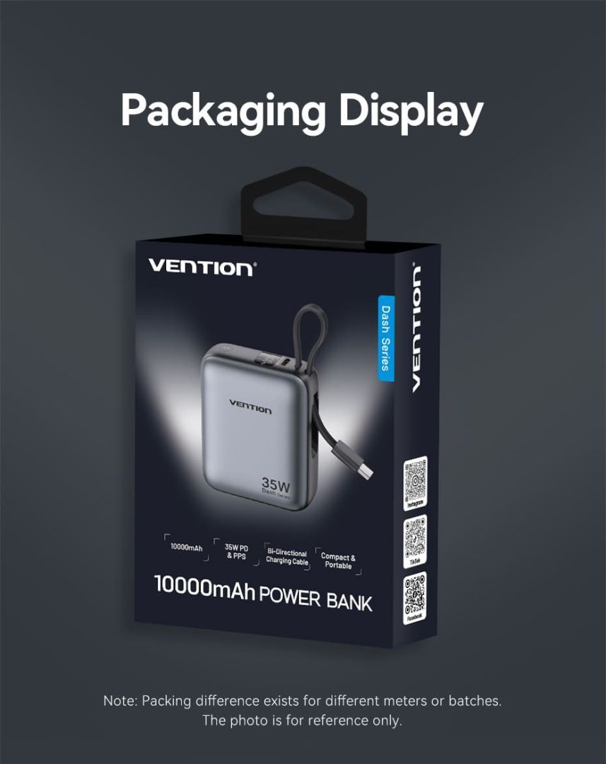 Vention 10000mAh Power Bank Grey
