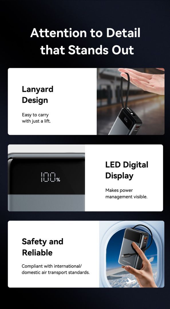 Vention 20000mAh Power Bank Black