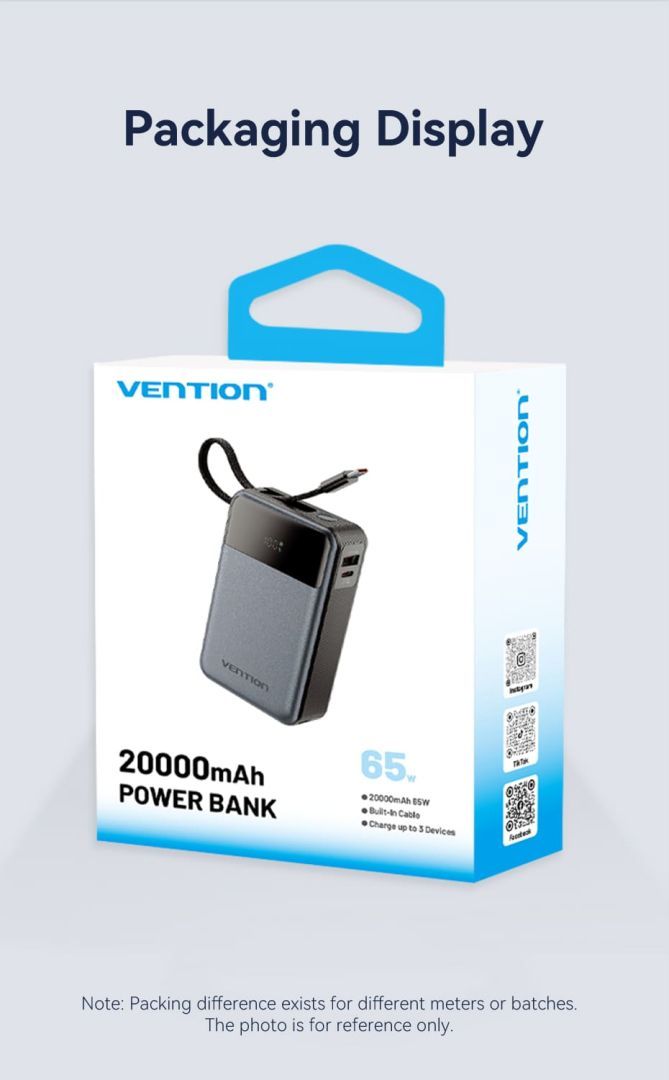 Vention 20000mAh Power Bank Black
