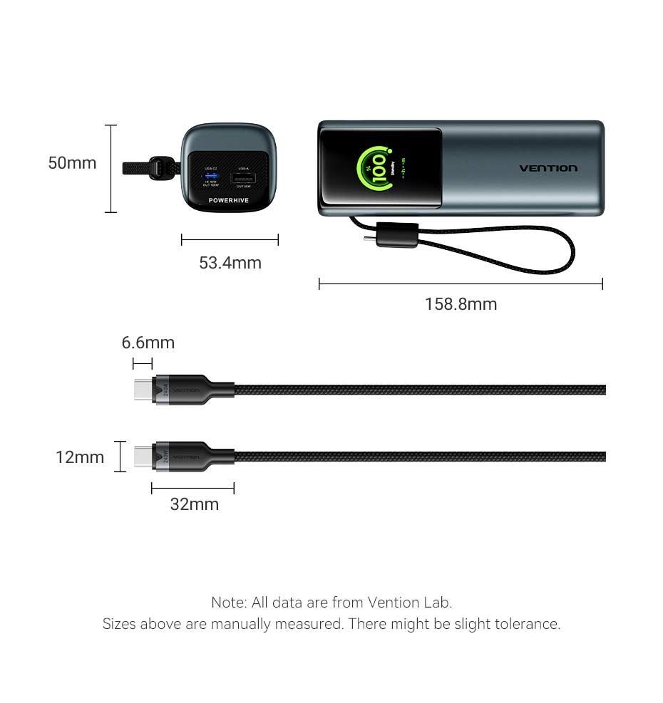 Vention 20000mAh Power Bank Grey