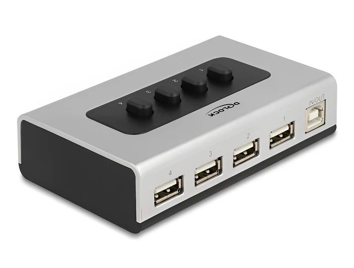 DeLock 4-portos USB2.0 HUB with Switches Silver/Black DeLock 4-portos USB2.0 HUB with Switches Silver/Black