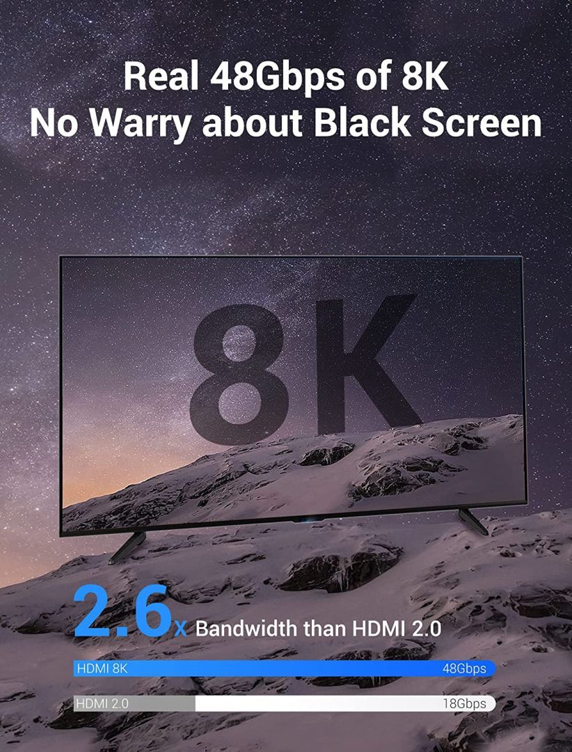 Vention Cotton Braided HDMI-A Male to Male HD Cable 8K 5m Blue Aluminum