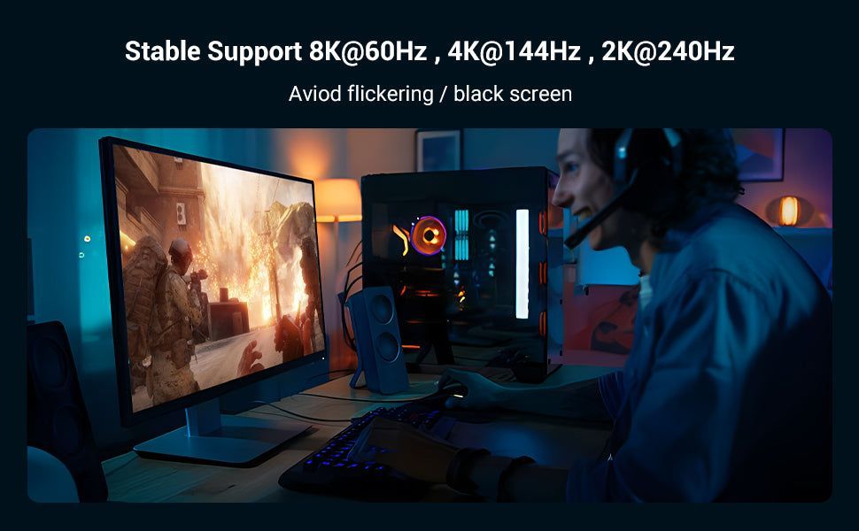 Vention Cotton Braided HDMI-A Male to Male HD Cable 8K 3m Blue Aluminum