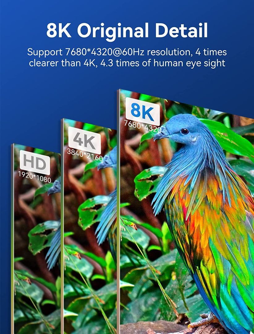 Vention Cotton Braided HDMI-A Male to Male HD Cable 8K 3m Blue Aluminum