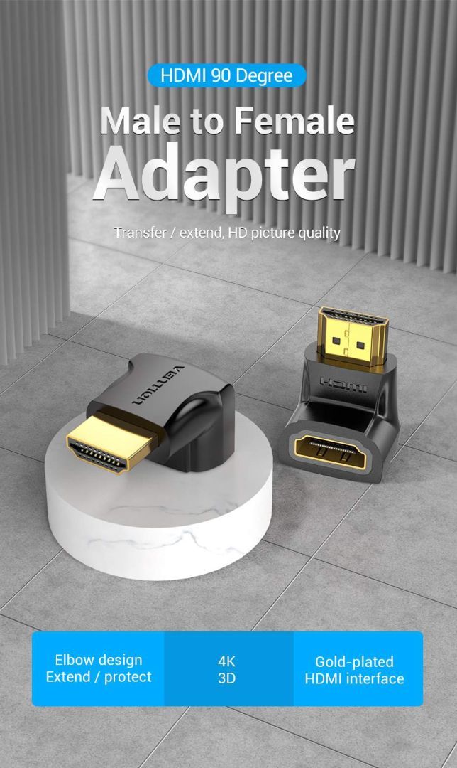 Vention HDMI 90 Degree Male to Female Adapter Black