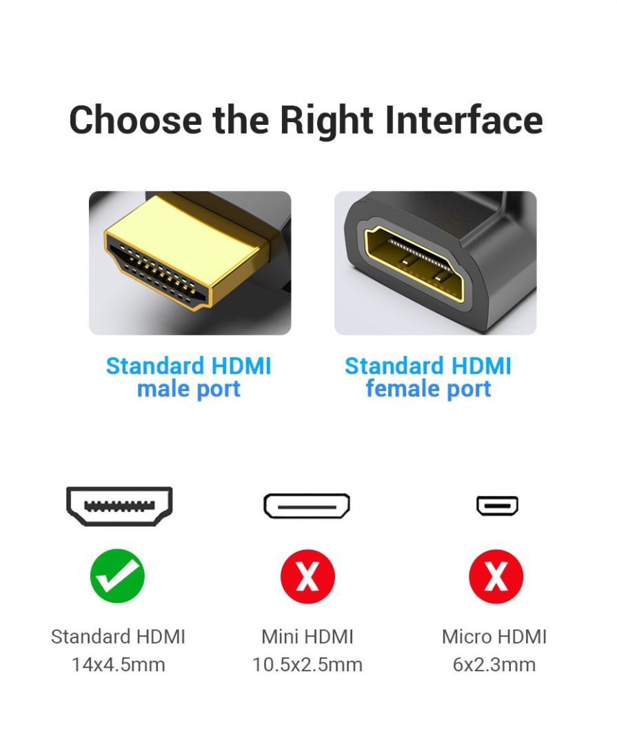 Vention HDMI 90 Degree Male to Female Adapter Black