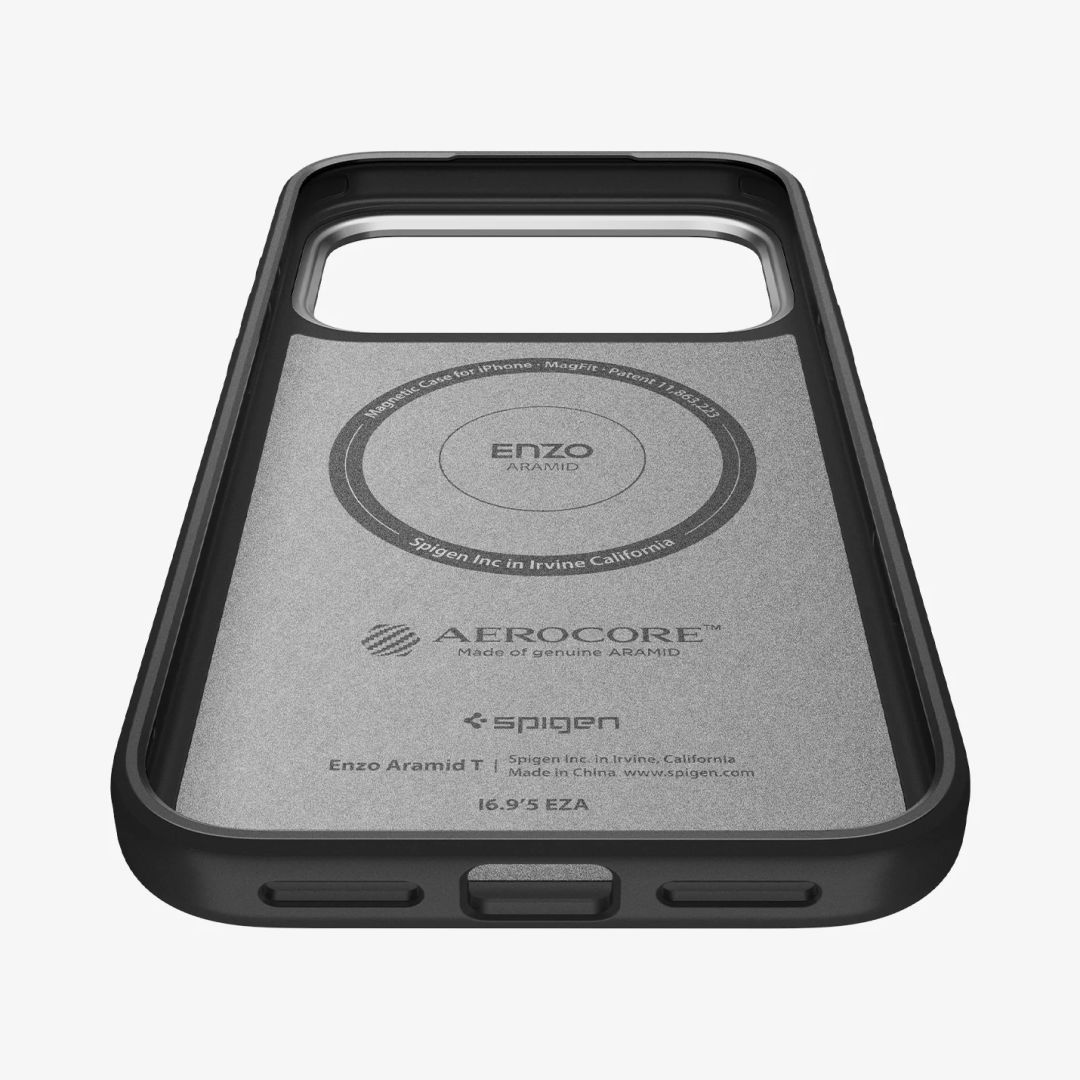 Spigen Enzo Aramid T case for iPhone 17 Pro Black Silver