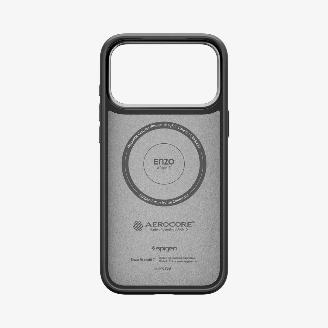 Spigen Enzo Aramid T case for iPhone 17 Pro Black Silver