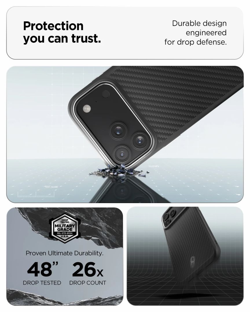 Spigen Enzo Aramid T case for iPhone 17 Pro Black Silver