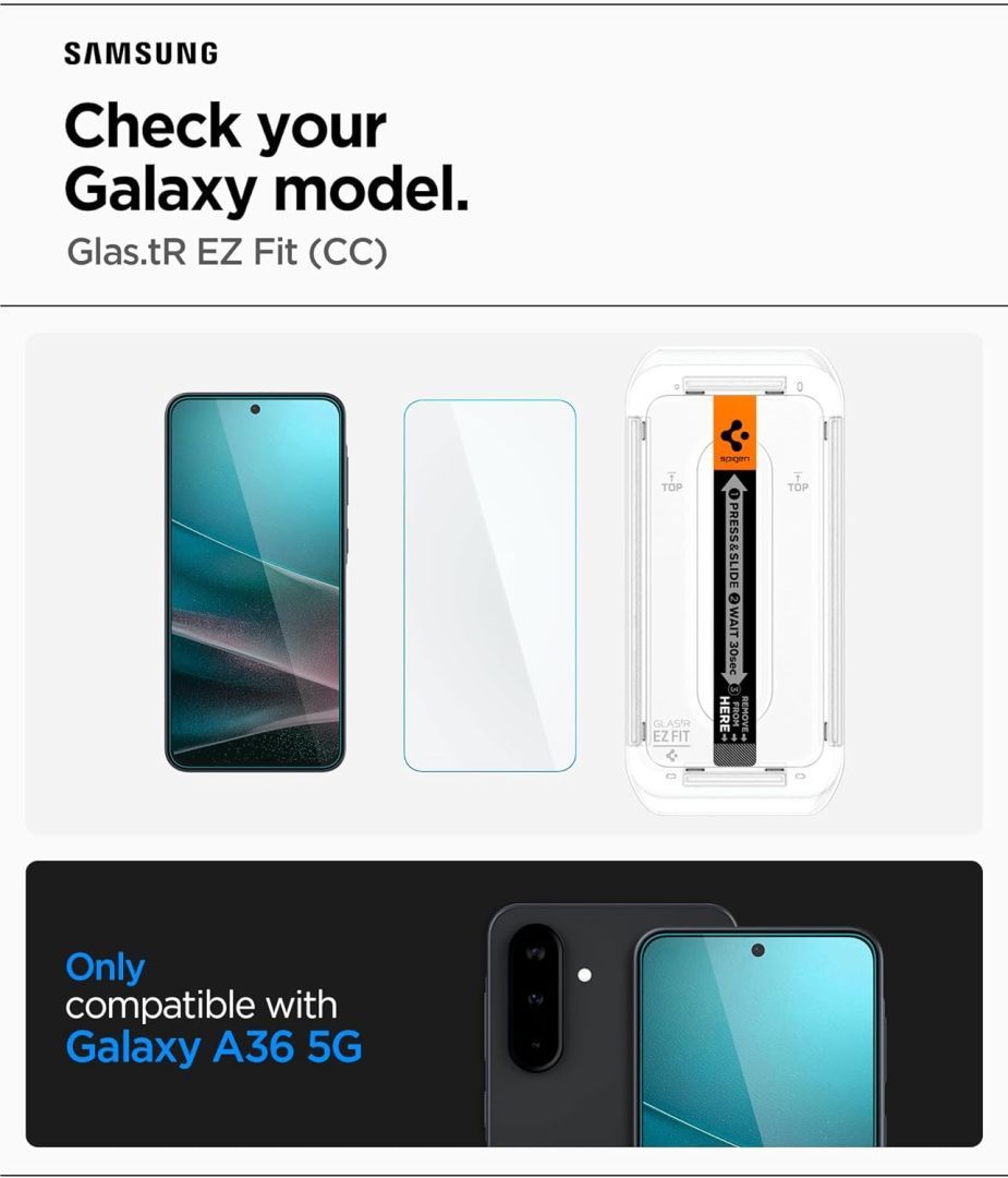 Spigen Glass tR EZ Fit 2 Pack Samsung Galaxy A36 5G Tranparency Spigen Glass tR EZ Fit 2 Pack Samsung Galaxy A36 5G Tranparency