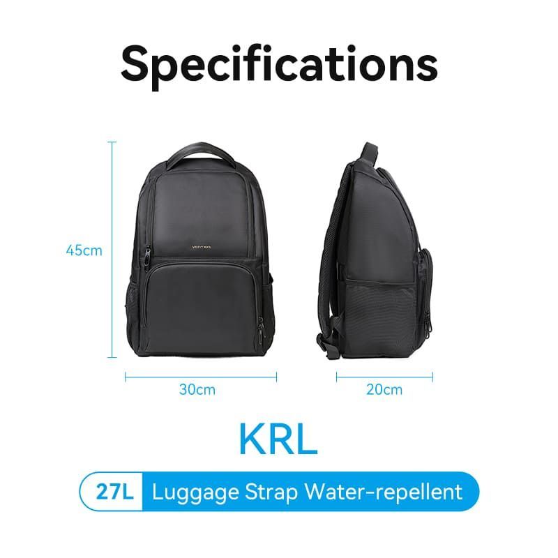 Vention KRL 27l BK waterproof Laptop Backpack 17" Black