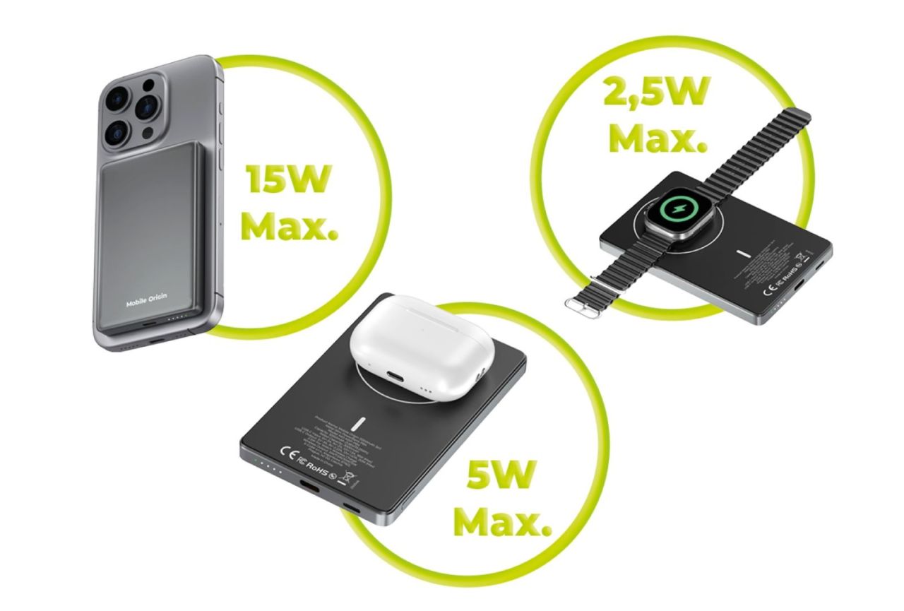 Mobile Origin Wireless Metal Slim 5000mAh PowerBank Space Gray