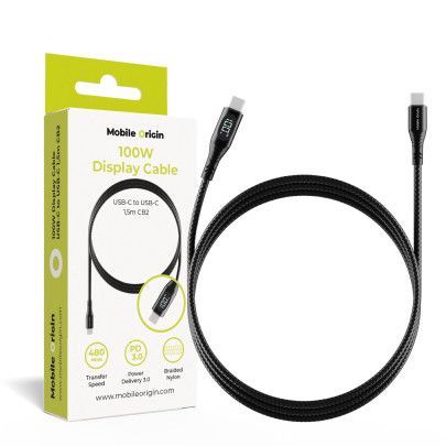 Mobile Origin 100W Display Cable USB-C to USB-C 1,5m Black