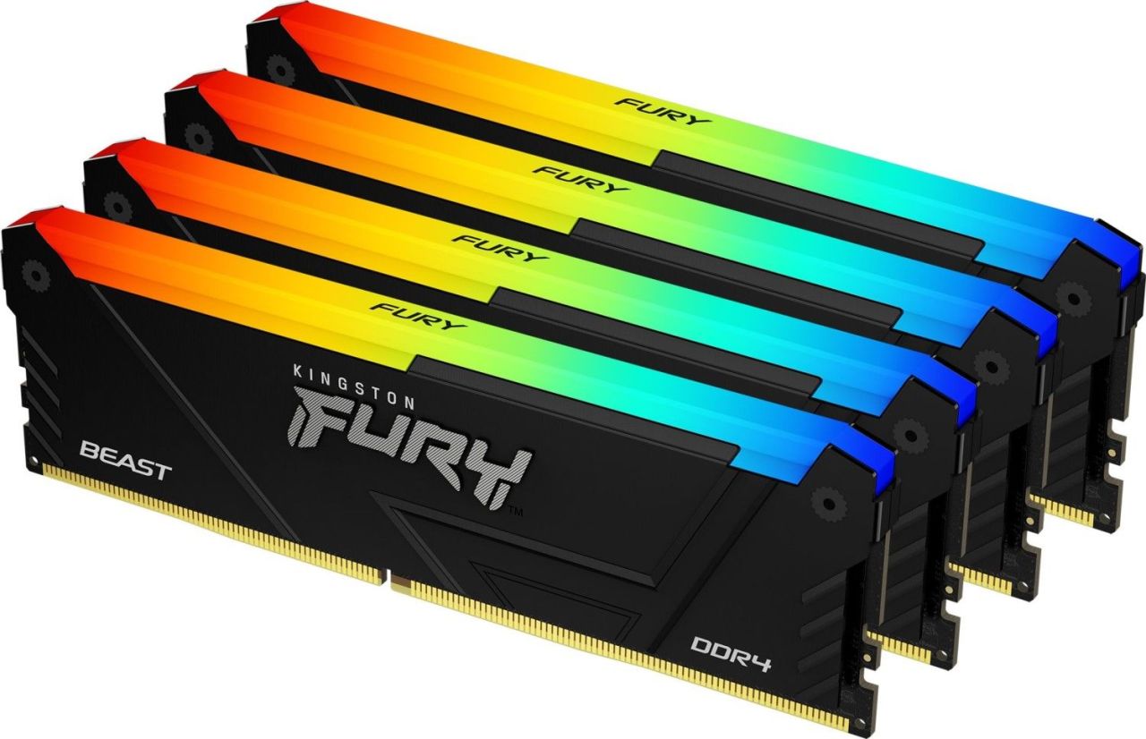 Kingston 128GB DDR4 3600MHz Kit(4x32GB) Fury Beast RGB Kingston 128GB DDR4 3600MHz Kit(4x32GB) Fury Beast RGB