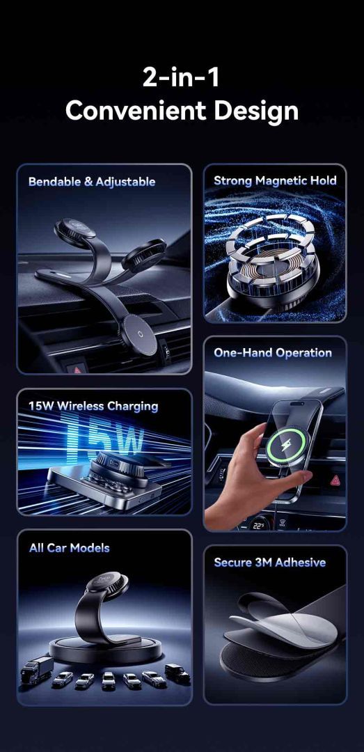 Vention Wireless Car Mount Charger Black Vention Wireless Car Mount Charger Black