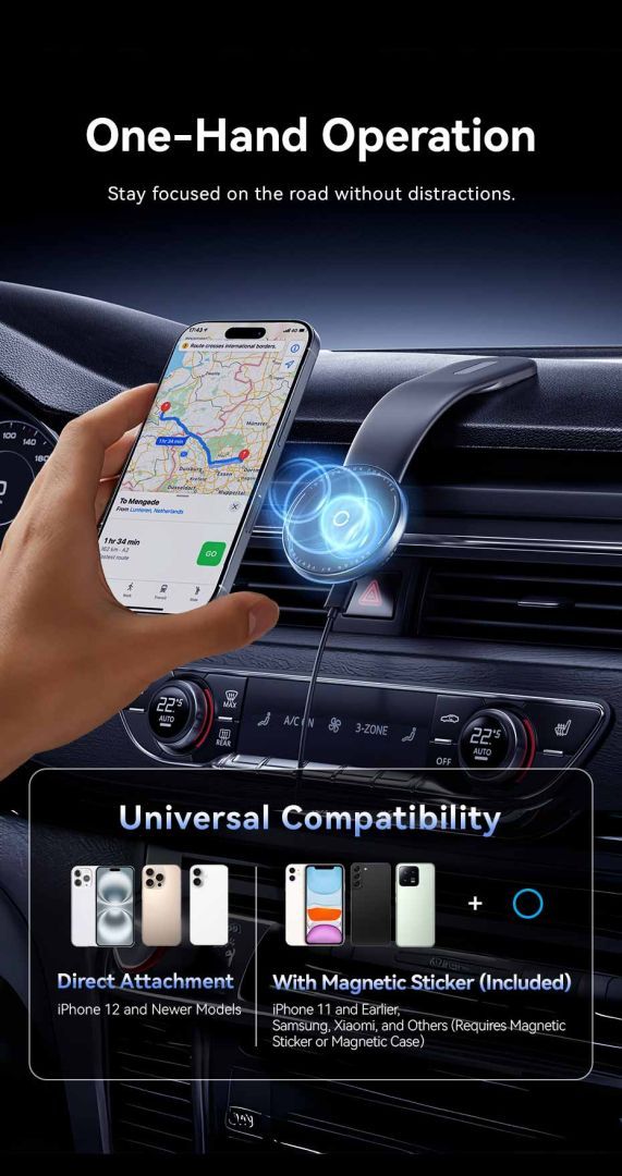 Vention Wireless Car Mount Charger Black Vention Wireless Car Mount Charger Black