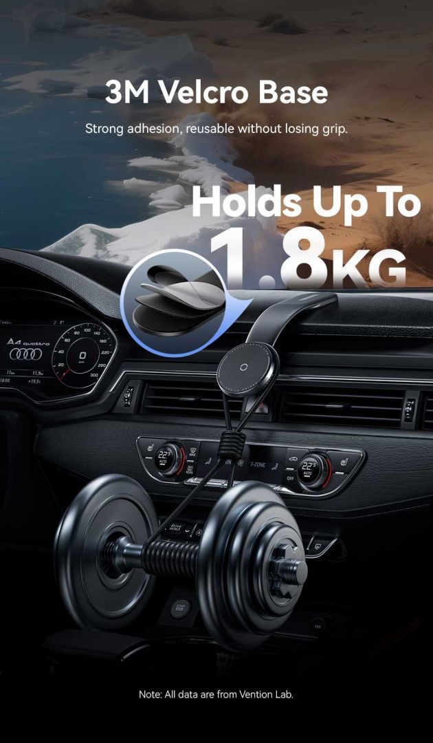 Vention Wireless Car Mount Charger Black Vention Wireless Car Mount Charger Black