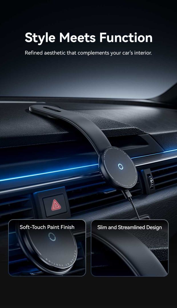 Vention Wireless Car Mount Charger Black Vention Wireless Car Mount Charger Black