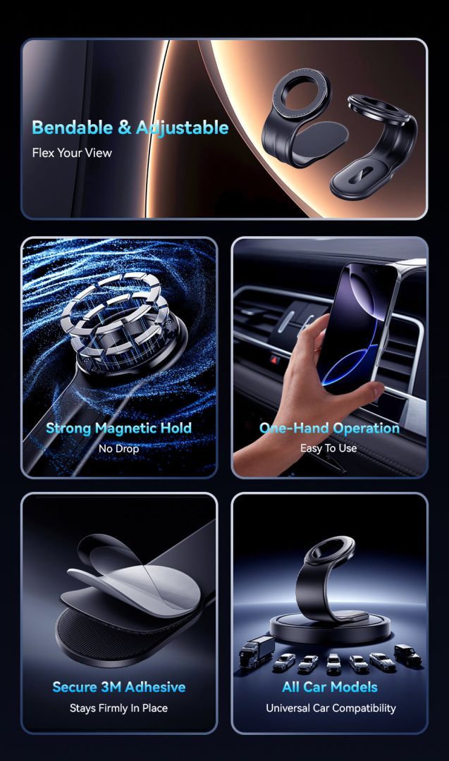 Vention Magnetic Car Phone Mount Black Vention Magnetic Car Phone Mount Black