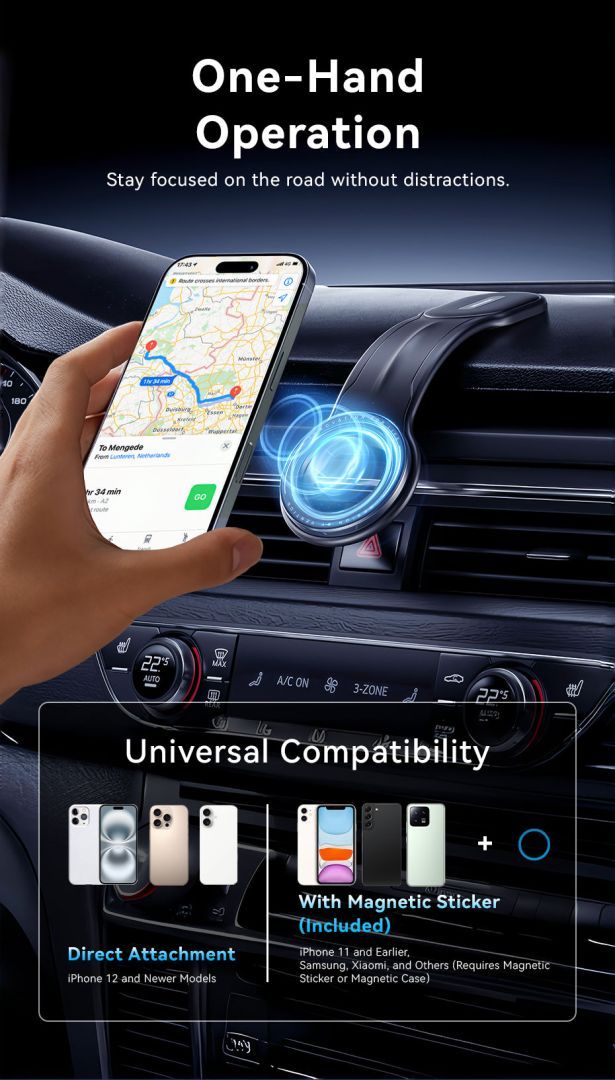 Vention Magnetic Car Phone Mount Black Vention Magnetic Car Phone Mount Black