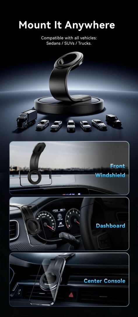 Vention Magnetic Car Phone Mount Black Vention Magnetic Car Phone Mount Black