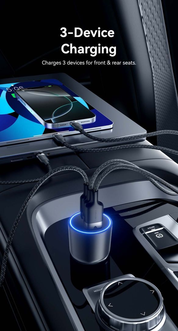 Vention Three-Port USB C+C+A (100W+30W+18W) Car Charger Black Vention Three-Port USB C+C+A (100W+30W+18W) Car Charger Black