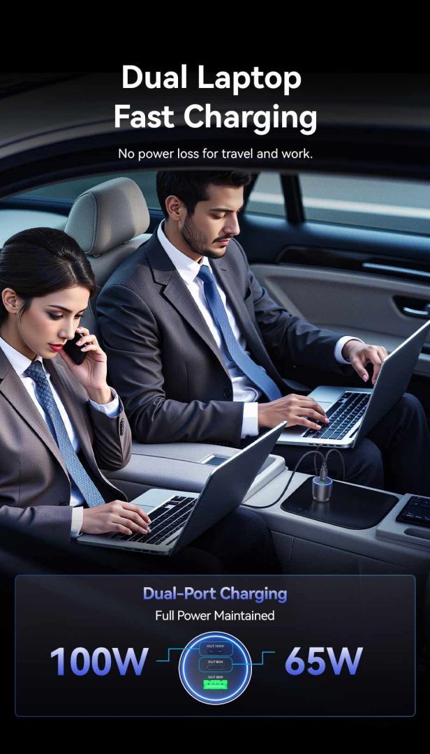 Vention Three-Port USB C+C+A (100W+65W+30W) Car Charger Black Vention Three-Port USB C+C+A (100W+65W+30W) Car Charger Black