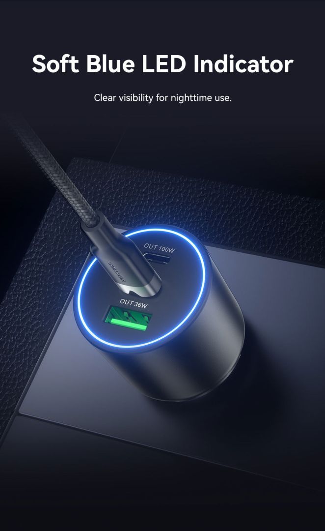 Vention Three-Port USB C+C+A (100W+65W+30W) Car Charger Black Vention Three-Port USB C+C+A (100W+65W+30W) Car Charger Black