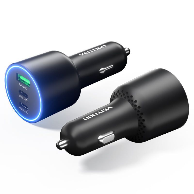 Vention Three-Port USB C+C+A (100W+65W+30W) Car Charger Black Vention Three-Port USB C+C+A (100W+65W+30W) Car Charger Black