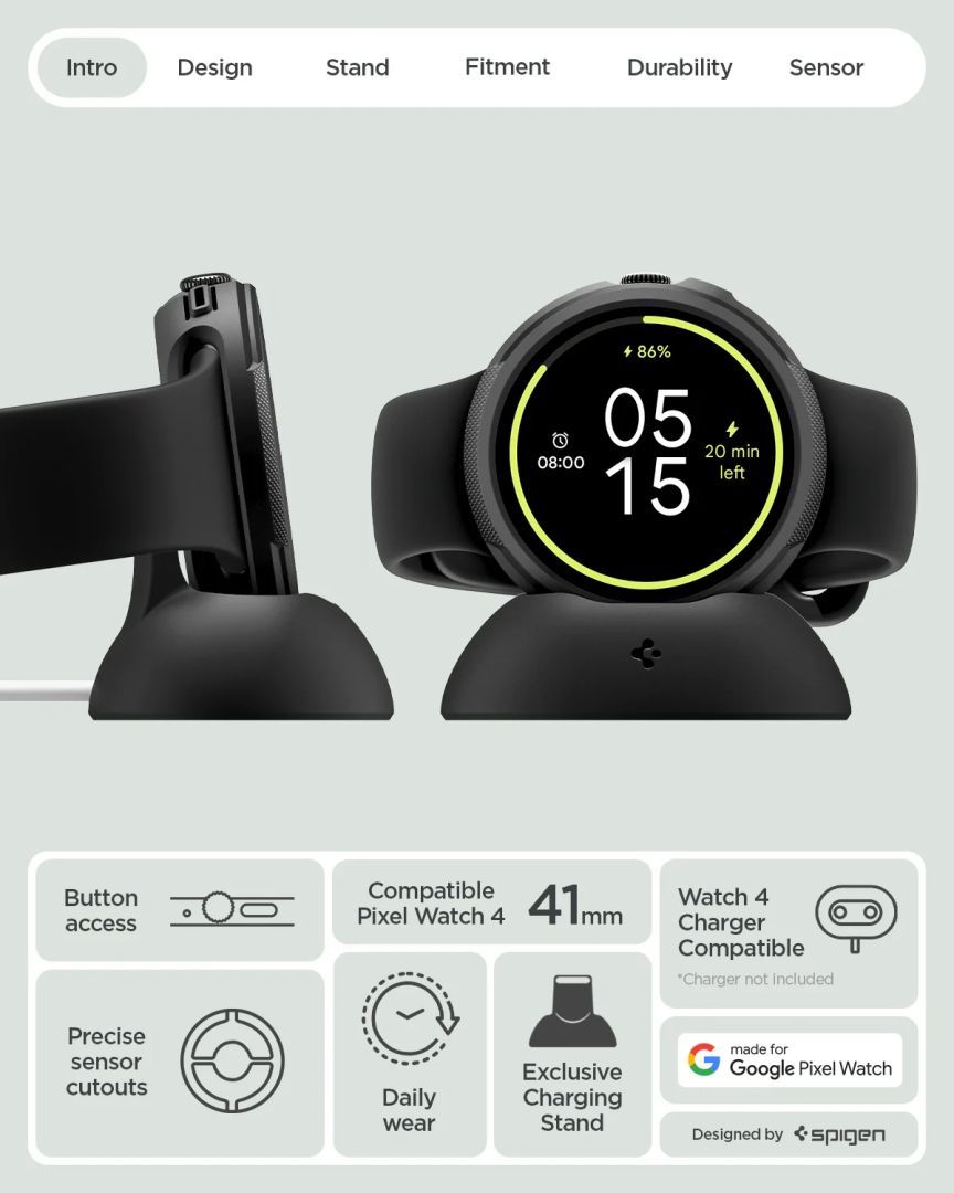 Spigen Liquid Air case for Google Pixel Watch 4 41mm Matte Black