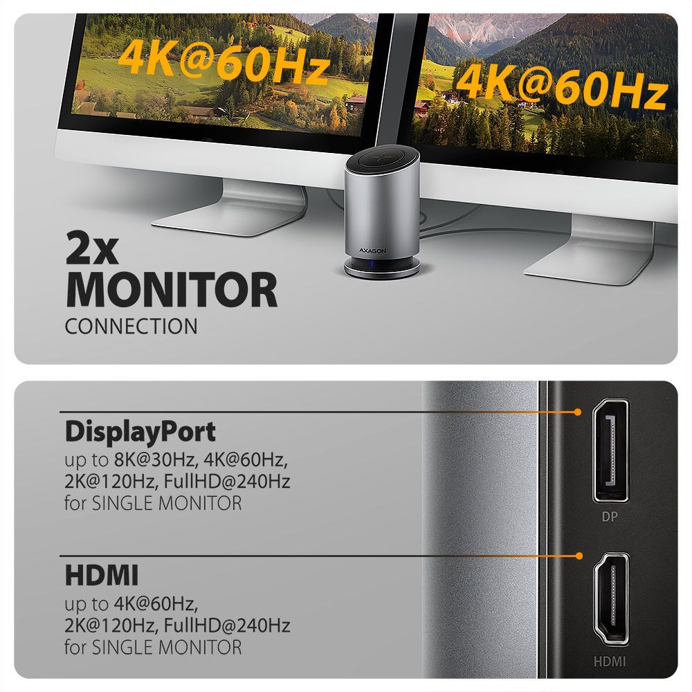 AXAGON HMC-WL9 9in1 hub USB-C 10 Gbps Wireless Charging Grey AXAGON HMC-WL9 9in1 hub USB-C 10 Gbps Wireless Charging Grey