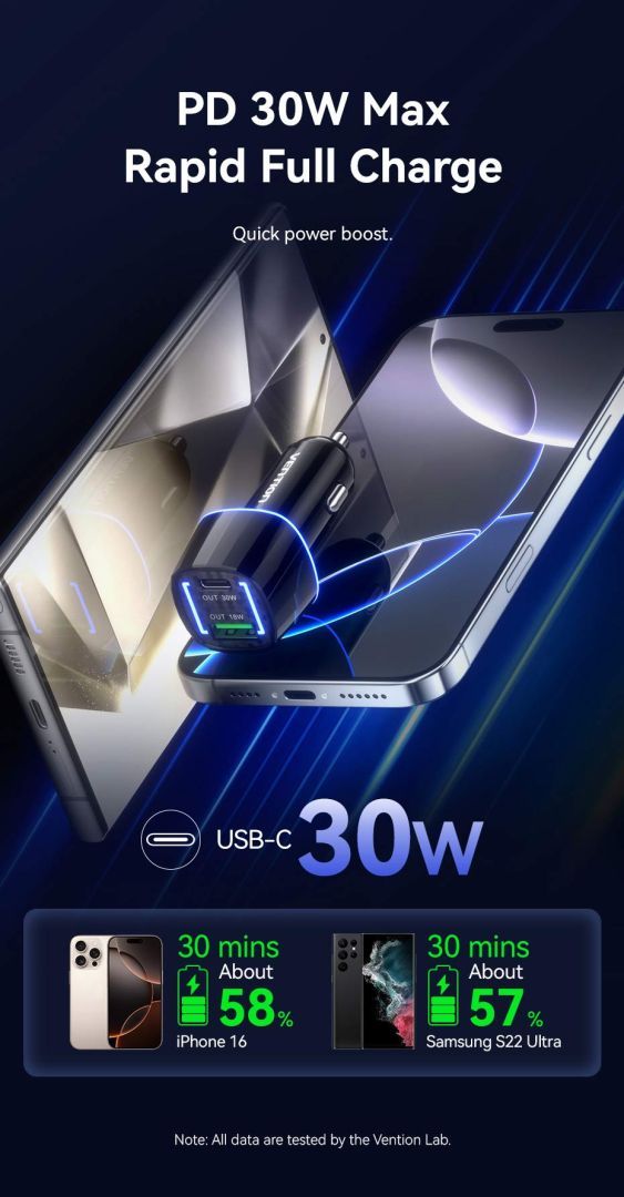 Vention Car Charger Black Vention Car Charger Black