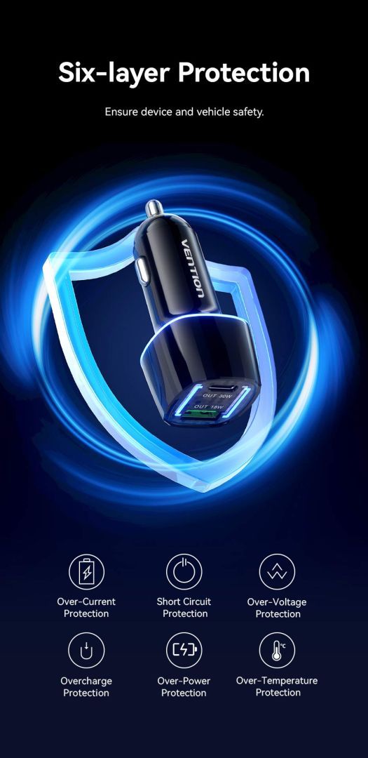 Vention Car Charger Black Vention Car Charger Black