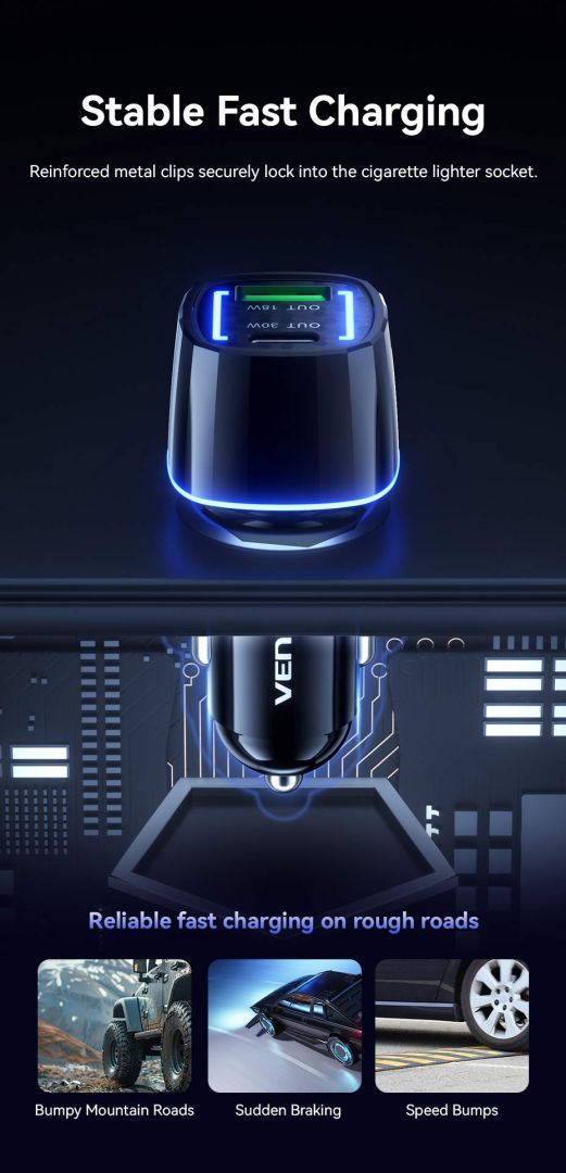 Vention Car Charger Black Vention Car Charger Black