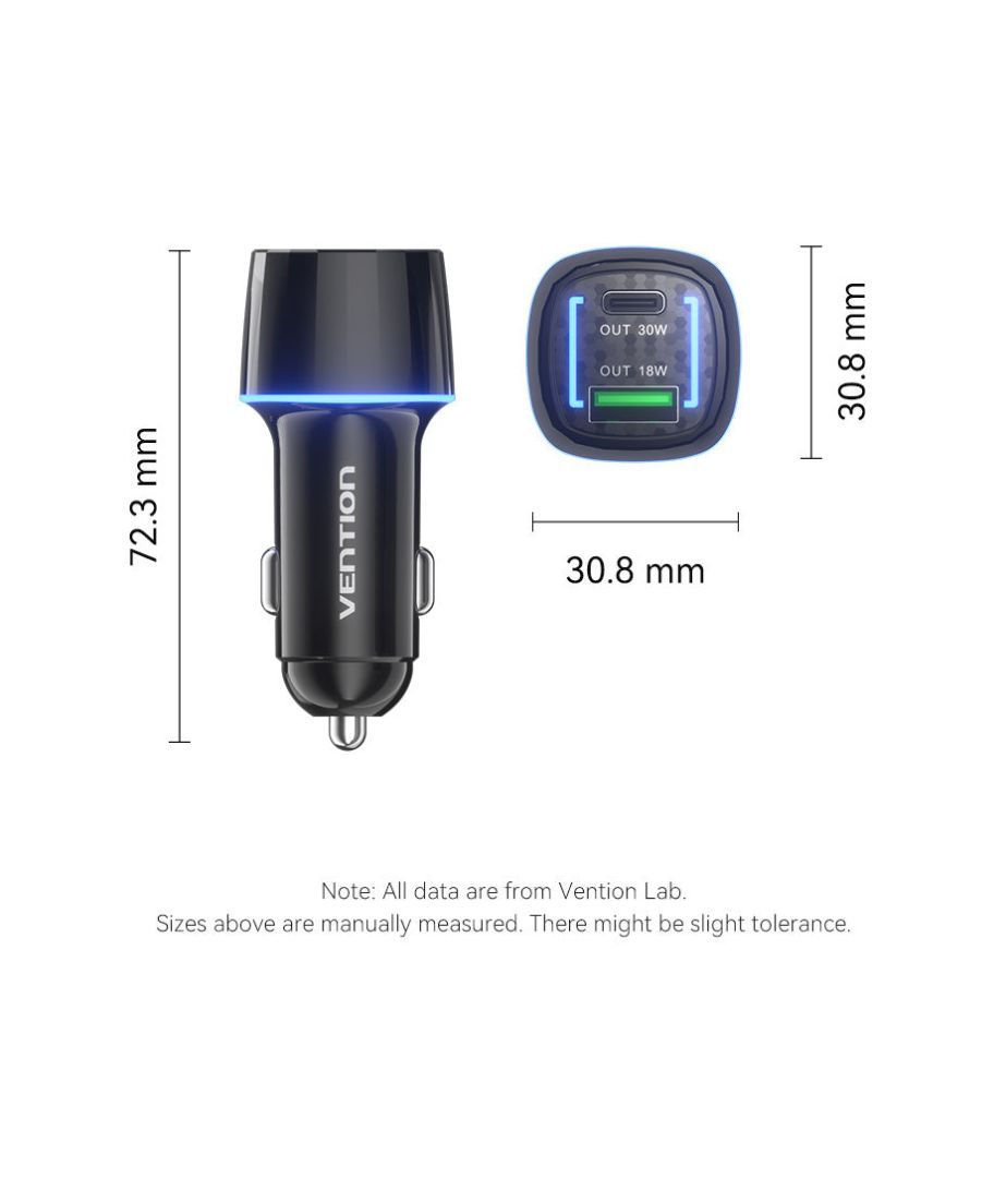 Vention Car Charger Black Vention Car Charger Black