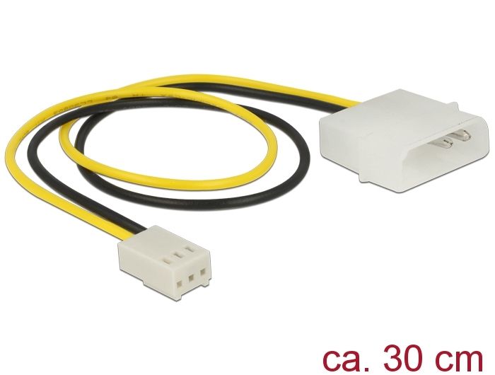 DeLock Power Cable 2 pin male > 3 pin female (fan) 30cm DeLock Power Cable 2 pin male > 3 pin female (fan) 30cm