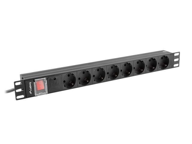 Lanberg 19" PDU/elosztósor 1U 16A 2m 8x Schuko aljzat Lanberg 19" PDU/elosztósor 1U 16A 2m 8x Schuko aljzat