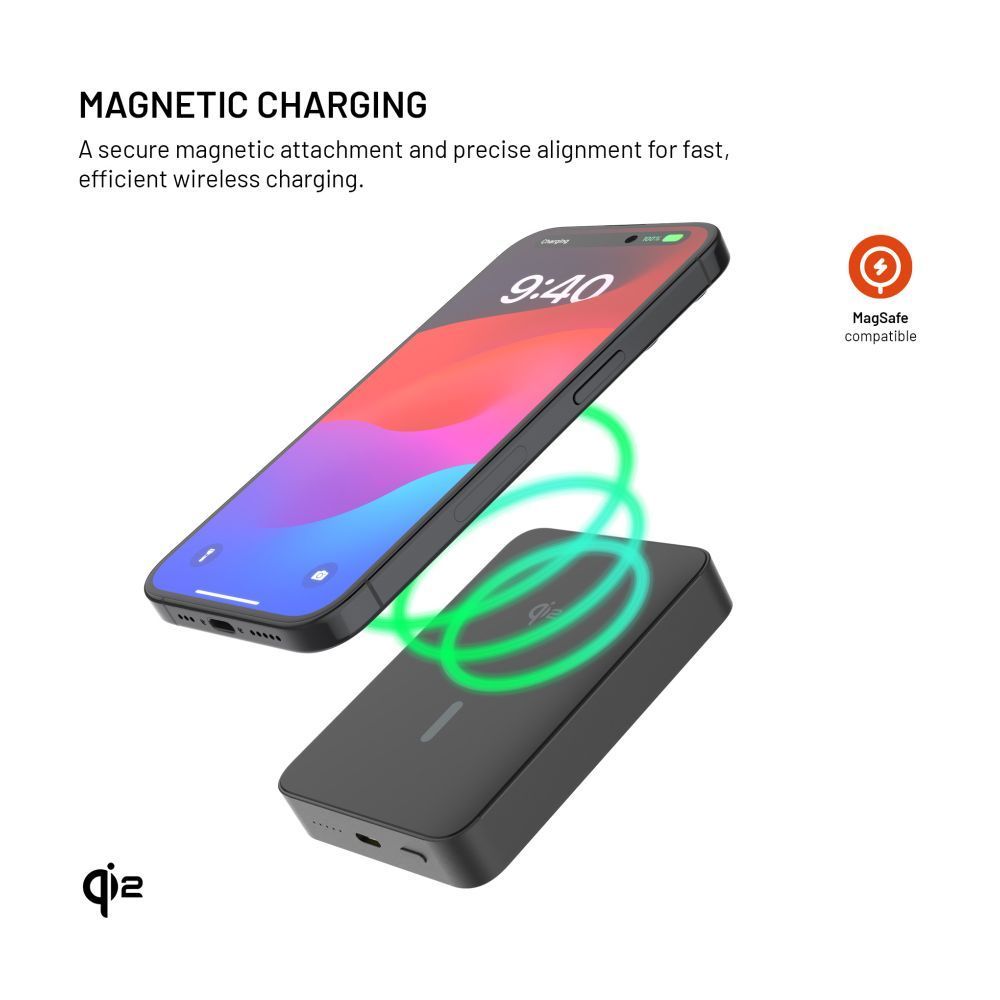 FIXED MagZen 10 Oi2 10000 mAh külső akkumlátor, fekete