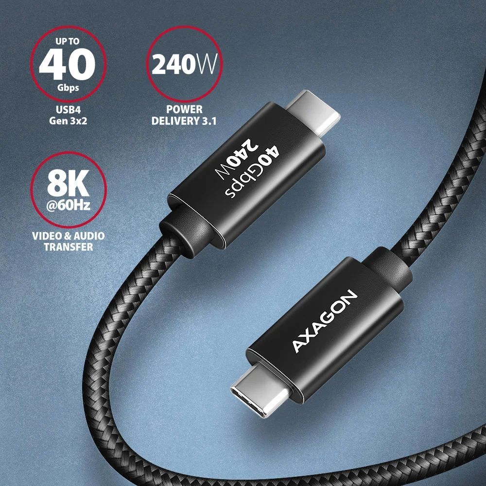 AXAGON BUCM4X-CM10AB NEWGEN USB-C <> USB-C 4 Gen 3x2 Cable 0,5m Black AXAGON BUCM4X-CM10AB NEWGEN USB-C <> USB-C 4 Gen 3x2 Cable 0,5m Black
