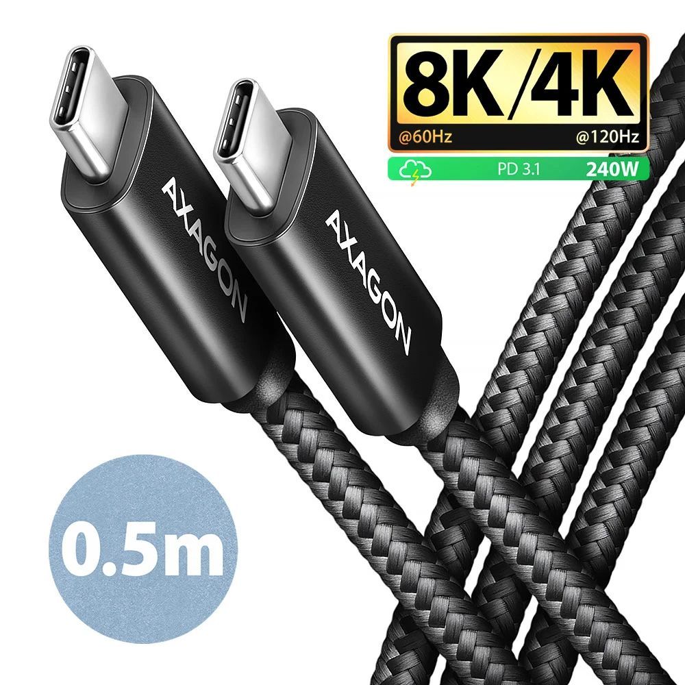 AXAGON BUCM4X-CM10AB NEWGEN USB-C <> USB-C 4 Gen 3x2 Cable 0,5m Black AXAGON BUCM4X-CM10AB NEWGEN USB-C <> USB-C 4 Gen 3x2 Cable 0,5m Black