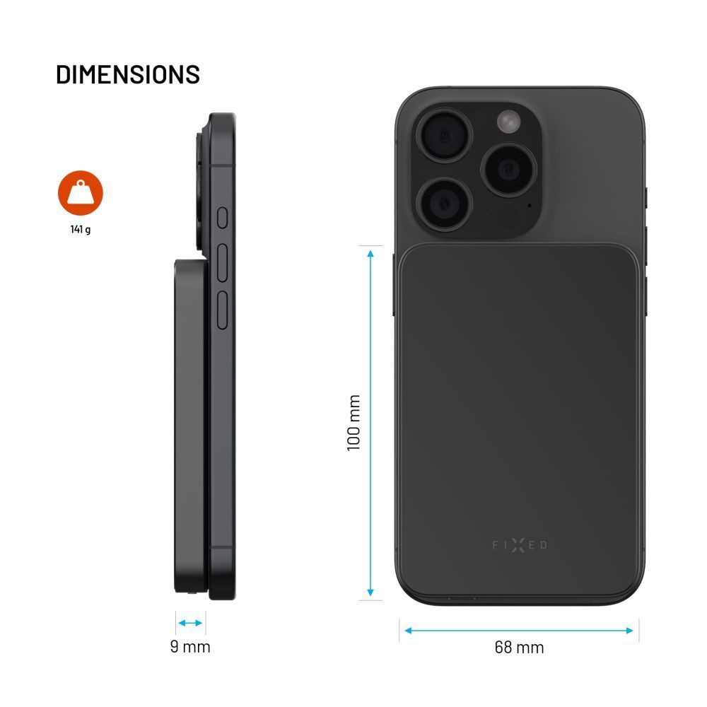 FIXED MagZen 5 Qi2 külső akkumlátor 5000 mAh, fekete