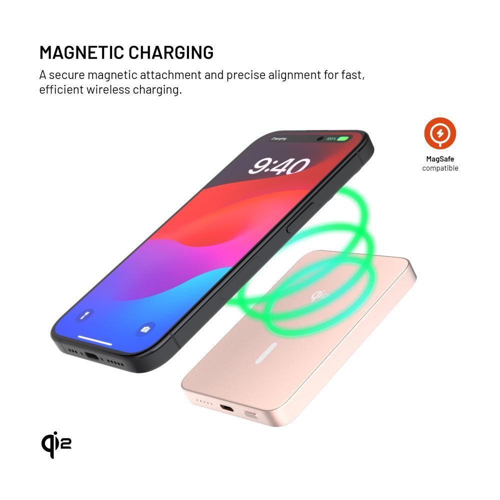 FIXED MagZen 5 Qi2 külső akkumlátor 5000 mAh, rózsaszín