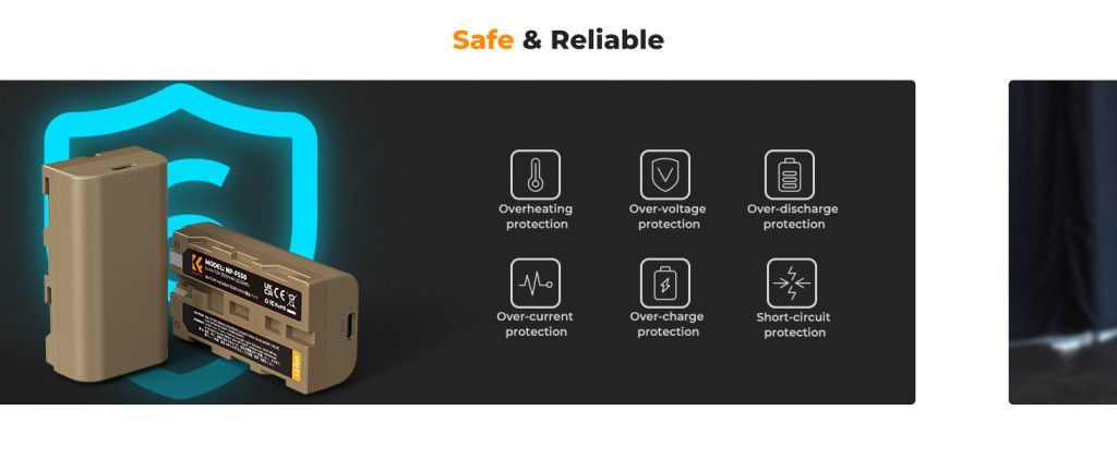 K&F Concept K&F Concep NP-F550 akkumulátor 3500mAh USB-C csatlakozóval K&F Concept K&F Concep NP-F550 akkumulátor 3500mAh USB-C csatlakozóval