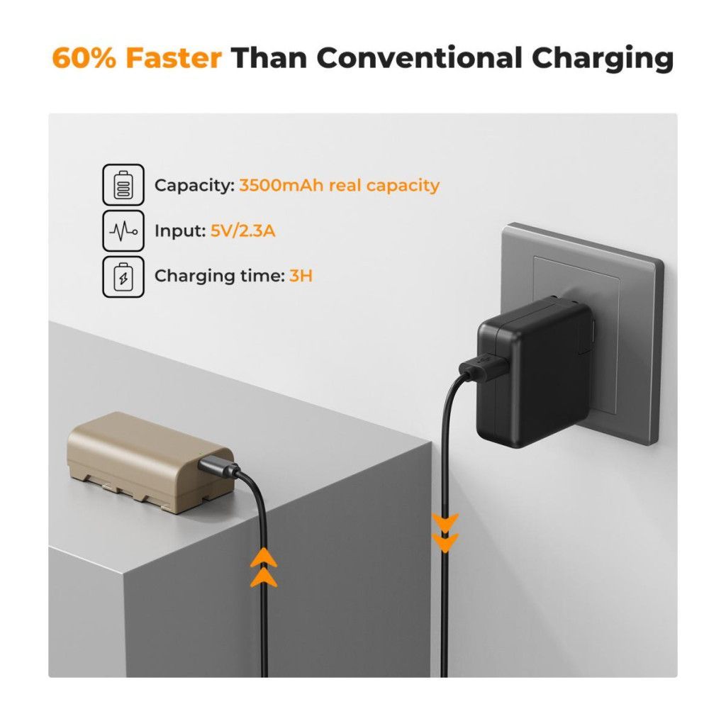 K&F Concept K&F Concep NP-F550 akkumulátor 3500mAh USB-C csatlakozóval K&F Concept K&F Concep NP-F550 akkumulátor 3500mAh USB-C csatlakozóval